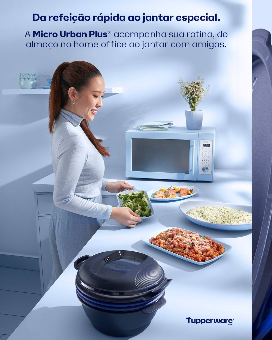 Panela para Micro-Ondas Micro Urban Plus Tupperware 3L Mar Profundo