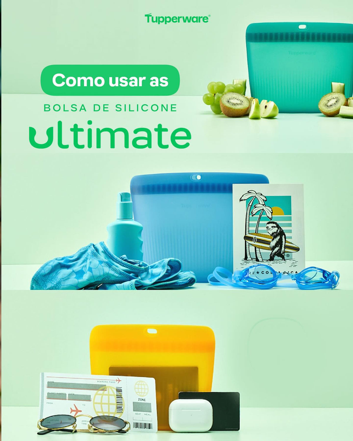Saco de Silicone Multiuso G Ultimate Tupperware Azul 1,7L