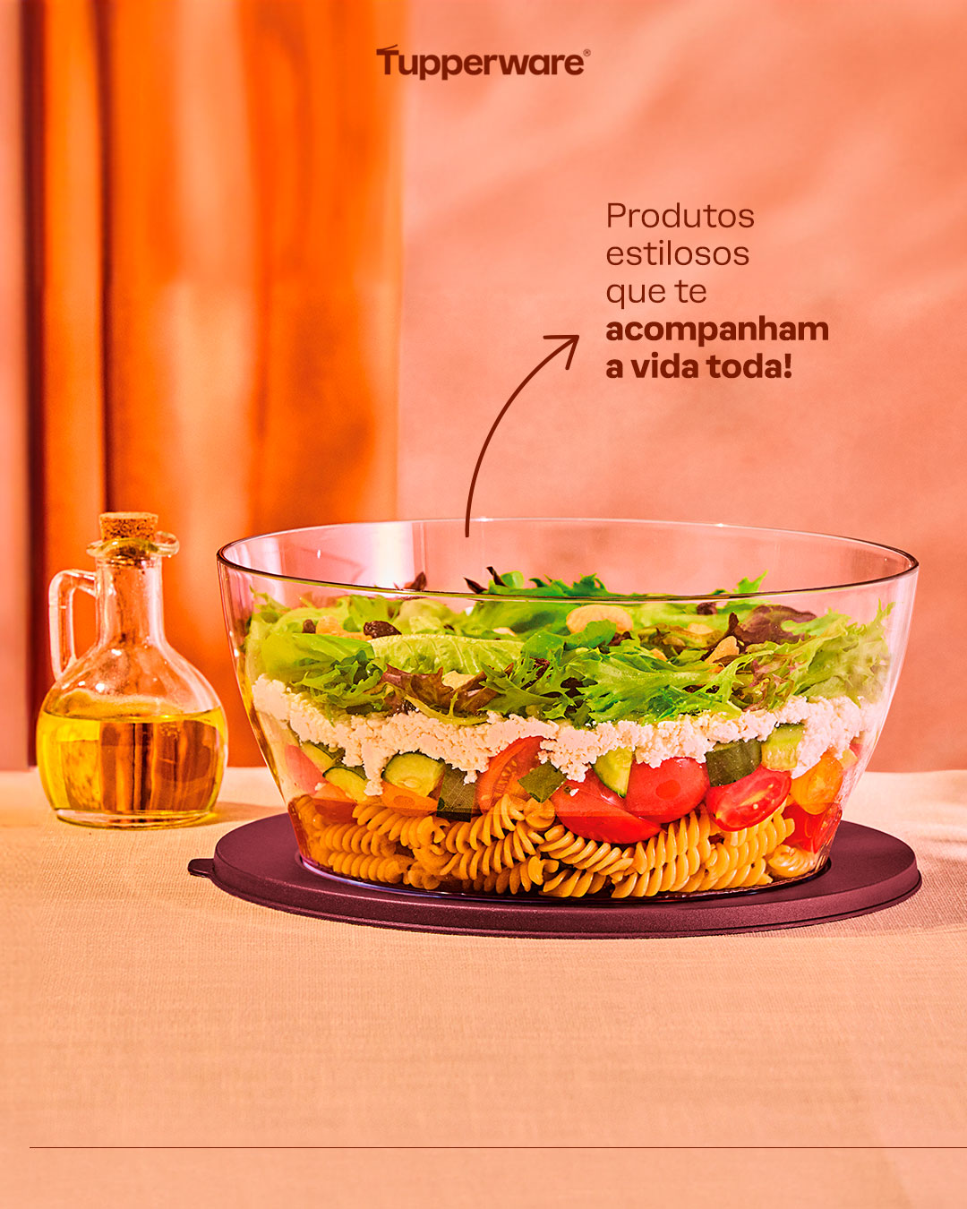 Tigela Clear Tupperware 2,4L Merlot