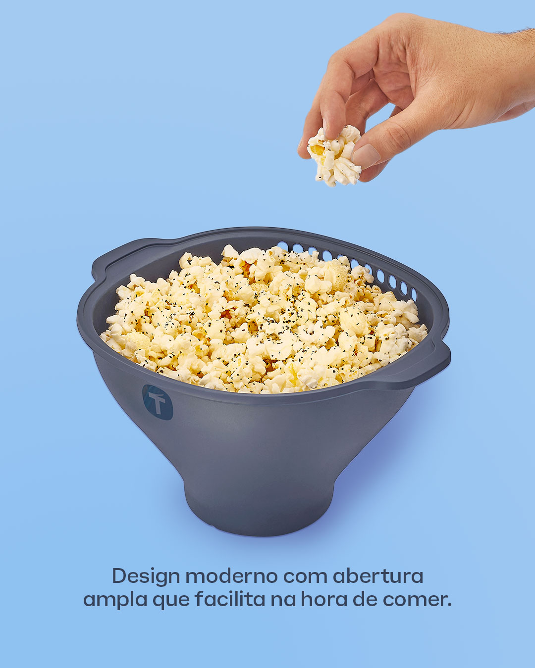 Pipoqueira de Silicone para Micro-Ondas Dobrável Wow Pop Tupperware Azul
