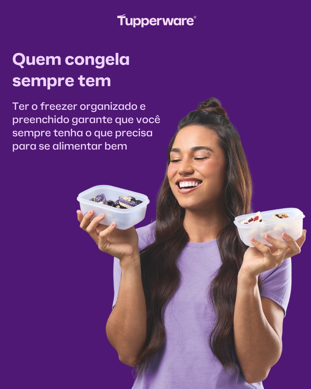Pote Hermético para Congelamento Tupperware Freezer Line Roxo Ametista 2,5L