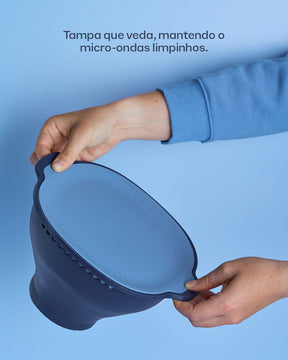 Pipoqueira de Silicone para Micro-Ondas Dobrável Wow Pop Tupperware Azul
