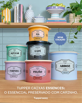 Pote Tupper Caixa Café E Filtro Tupperware Essences Preto 500g e 30 Filtros