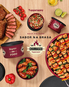 Pote Hermético Instantânea Mágica Tupperware Sabor na Brasa Churrasco 1,5L Vinho