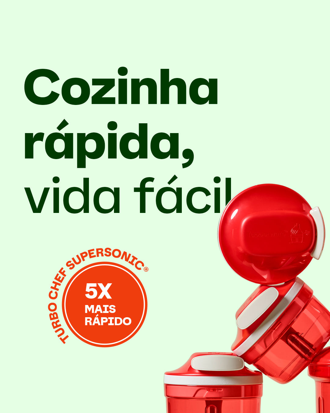 Mini Triturador de Alimentos Tupperware Turbo Chef Supersonic Vermelho 300ml