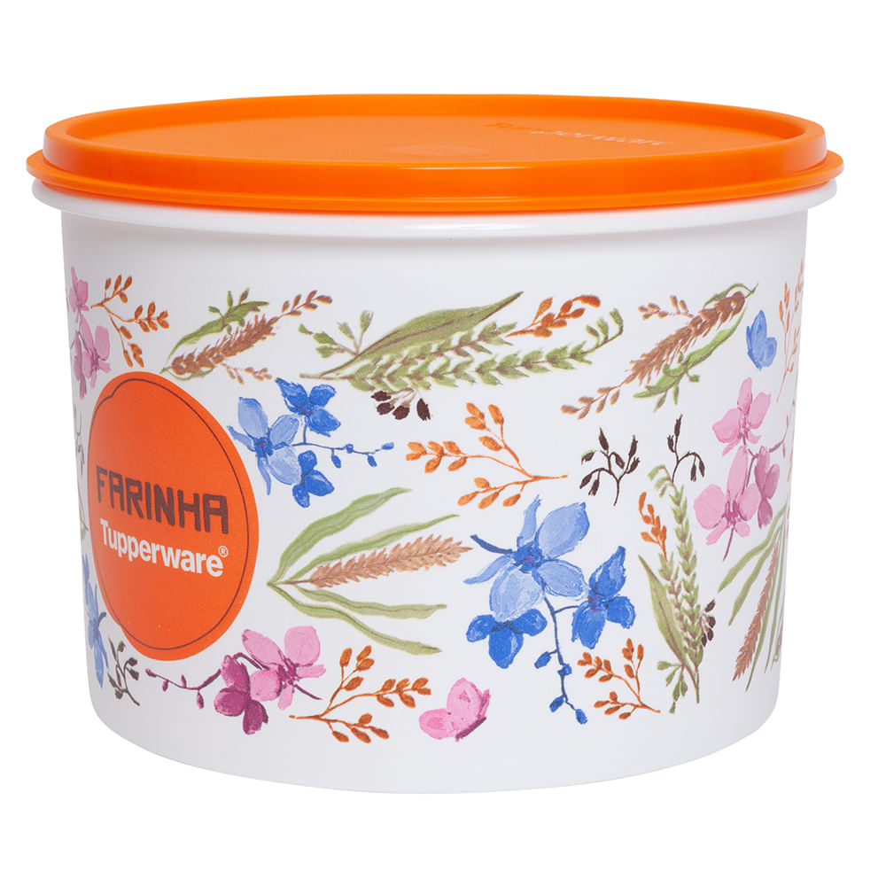 Pote para alimentos Tupper Caixa Farinha Tupperware Floral 1,8Kg