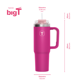 Copo Térmico Big T Com Canudo Tupperware 1,1L Rosa