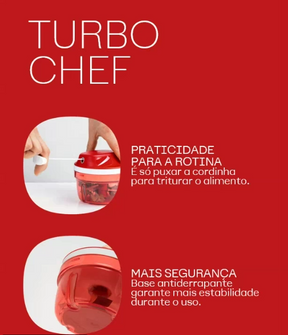 Mini Triturador de Alimentos Tupperware Turbo Chef Supersonic Vermelho 300ml