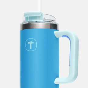 Copo Térmico Big T Com Canudo Tupperware Azul Claro 1,1L