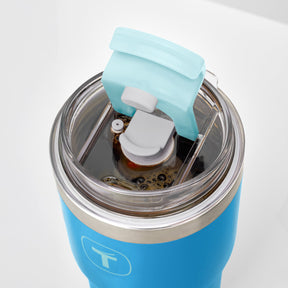 Copo Térmico Big T Com Canudo Tupperware Azul Claro 630ml