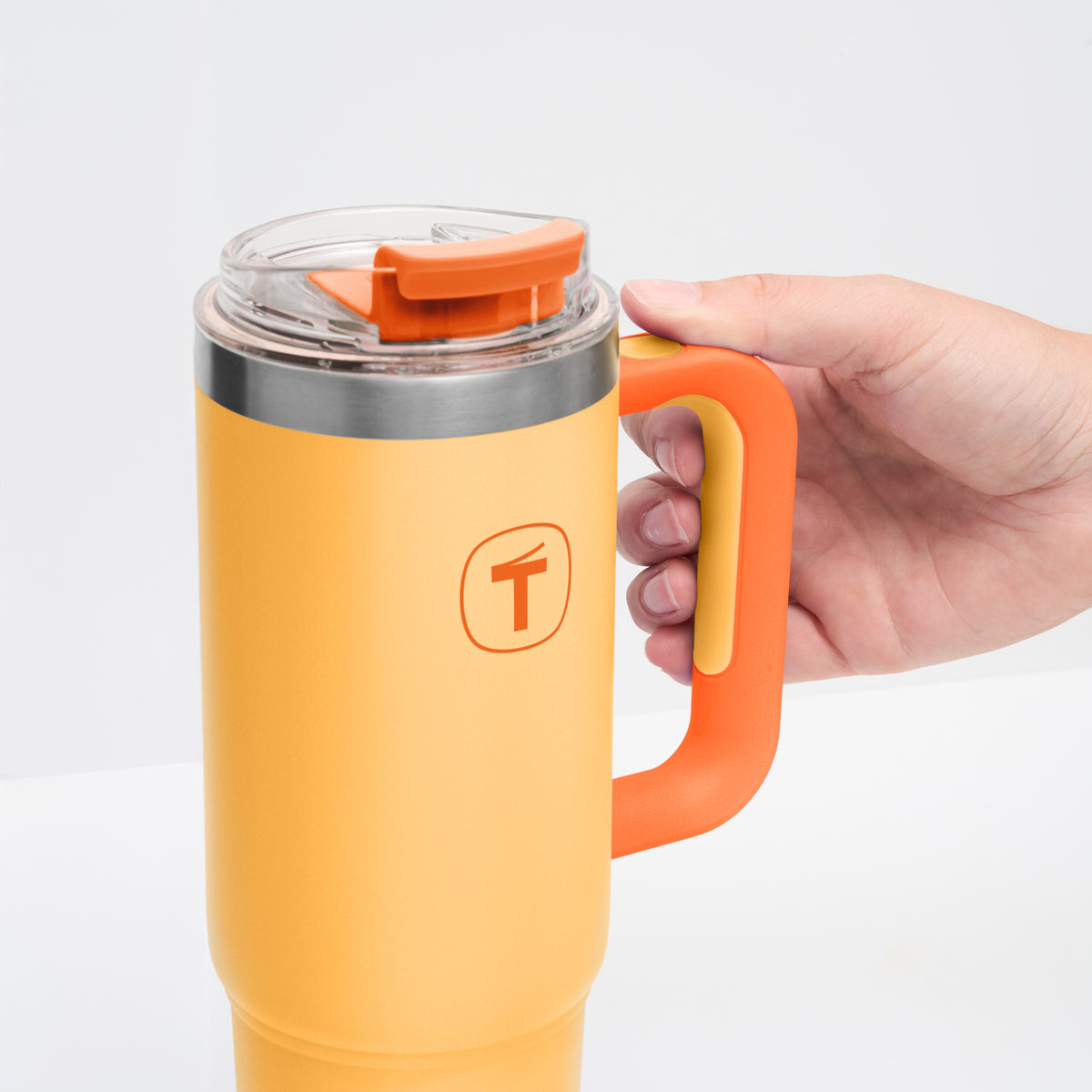 Copo Térmico Big T Com Canudo Tupperware Amarelo com Laranja 1,1L