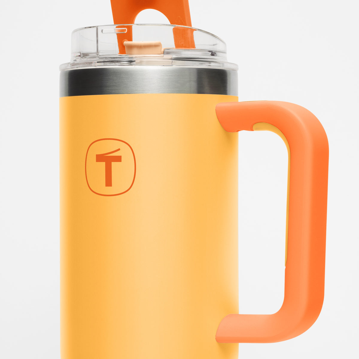 Copo Térmico Big T Com Canudo Tupperware Amarelo com Laranja 1,1L