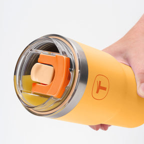 Copo Térmico Big T Com Canudo Tupperware Amarelo com Laranja 630ml