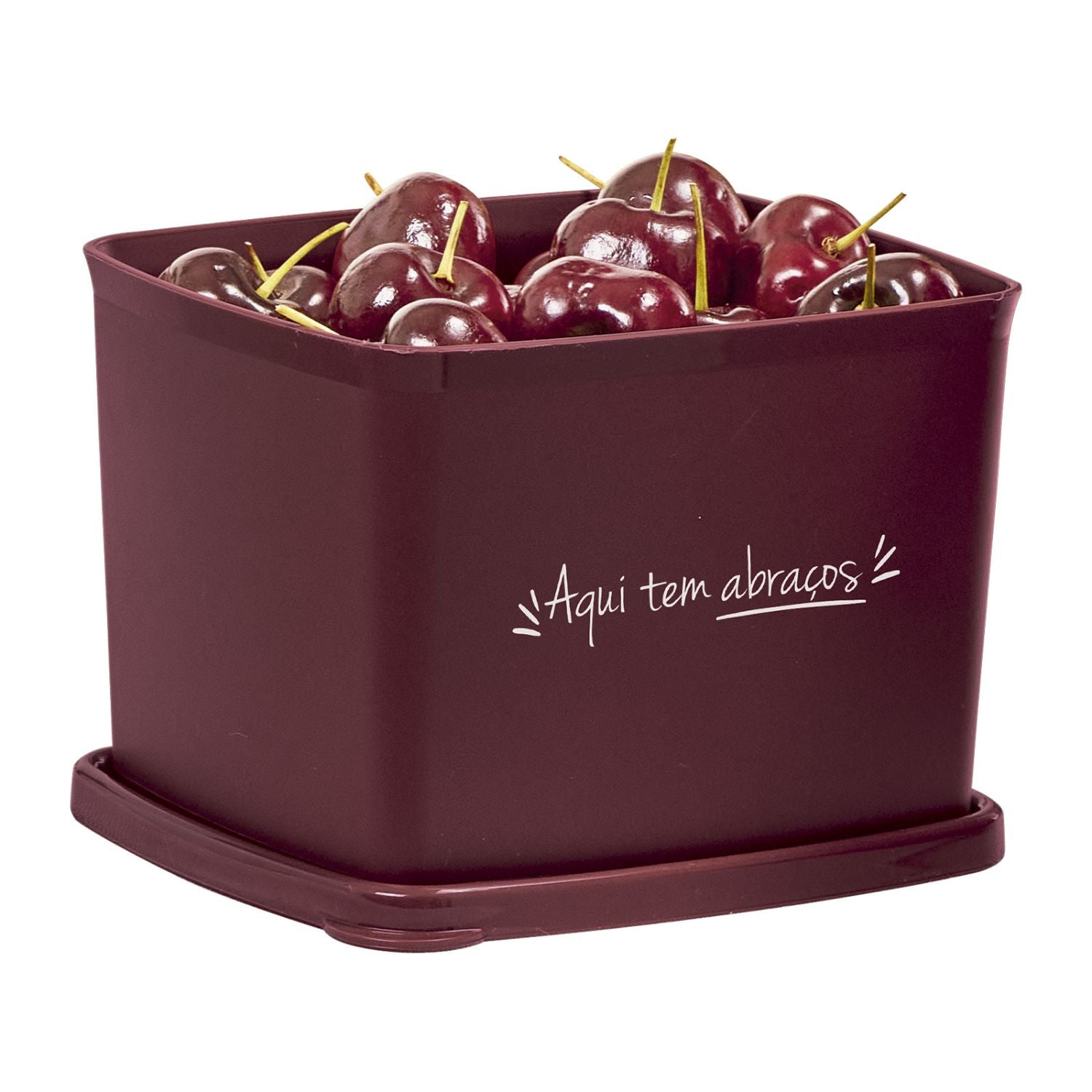 Pote hermético Jeitoso Tupperware Aqui tem Abraços 800Ml Vinho