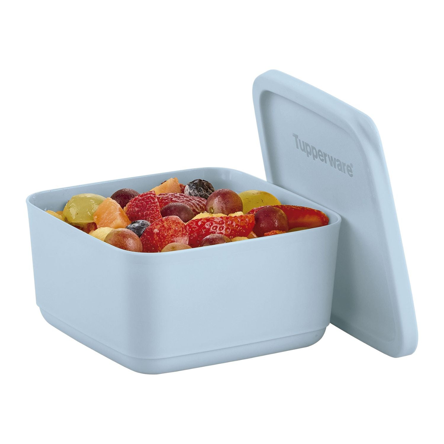 Pote Hermético Quadrado Tupperware Refri Line Azul Cristal 650ml