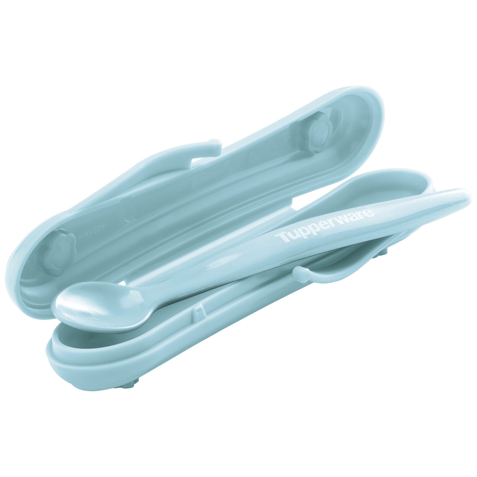 Colher Infantil com Estojo Tupperware Dolphin Azul Claro