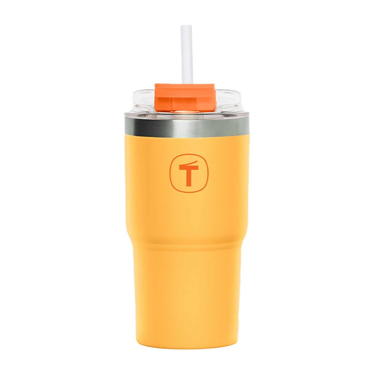 Copo Térmico Big T Com Canudo Tupperware Amarelo com Laranja 630ml