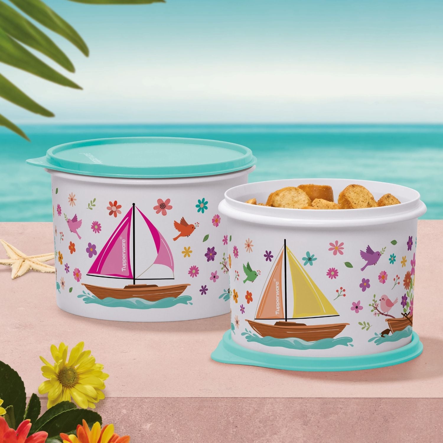 Tupper Caixa Tupperware Mar De Flores 2,4L Branco