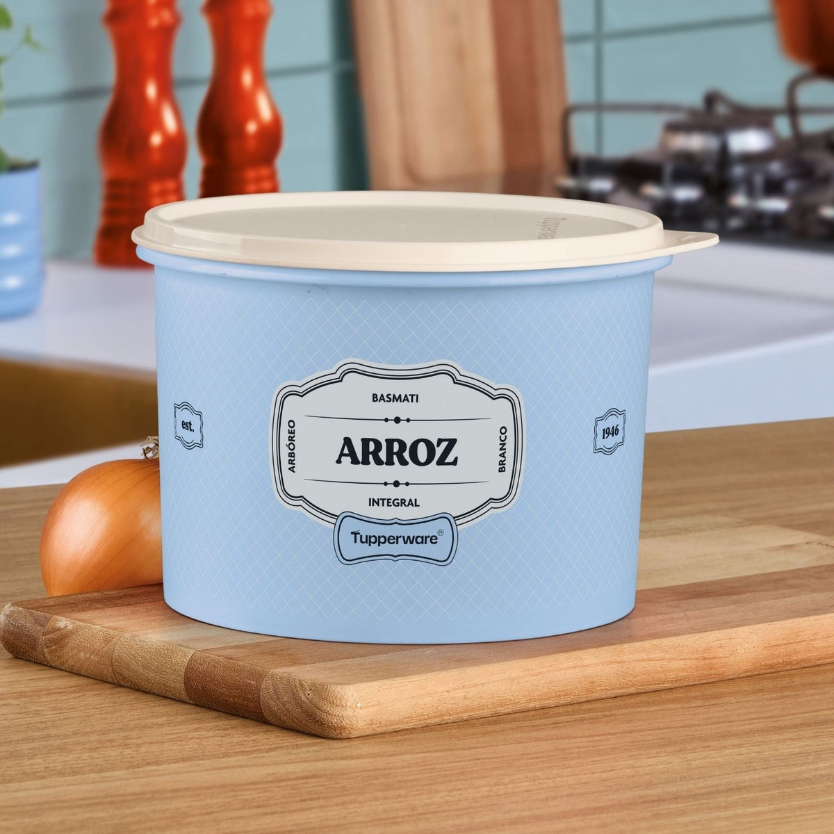 Pote de Arroz Tupperware Tupper Caixa Essences 2Kg Azul