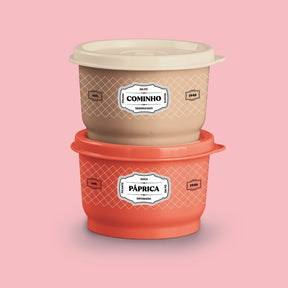 Potinho Porta Tempero Tupperware Páprica Essences 140ml Laranja