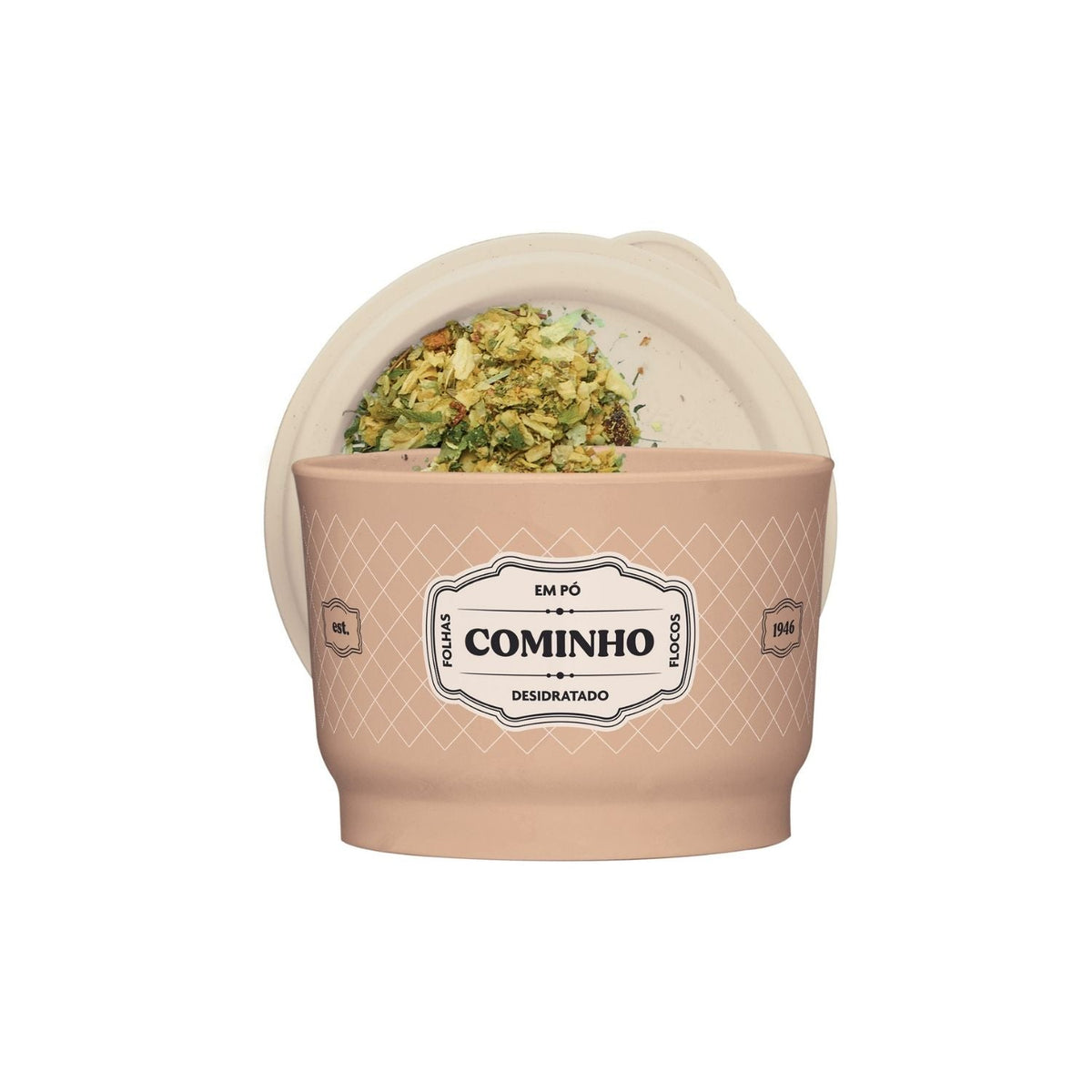 Potinho Porta Tempero Tupperware Cominho Essences 140ml Bege