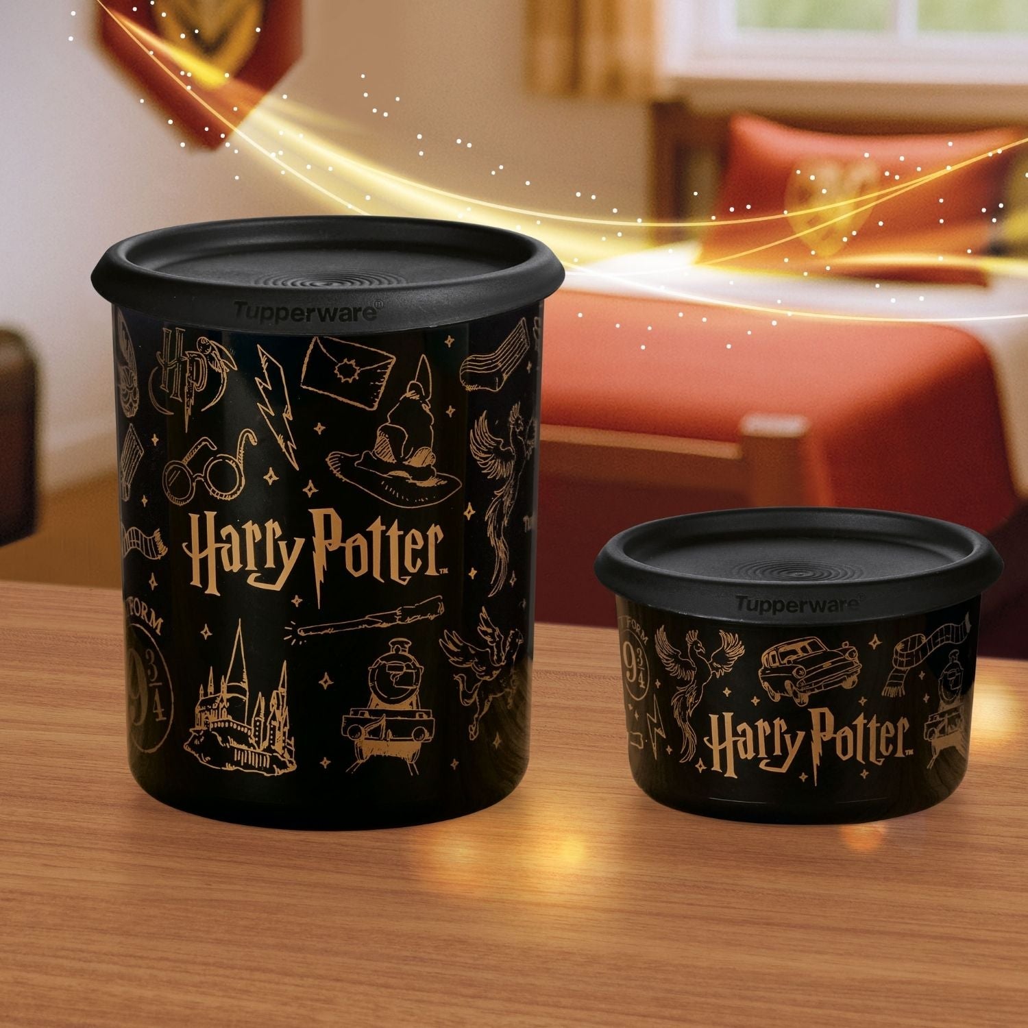 Pote Tupperware Mini Instantânea Mágica Harry Potter Hogwarts 575ml Preto