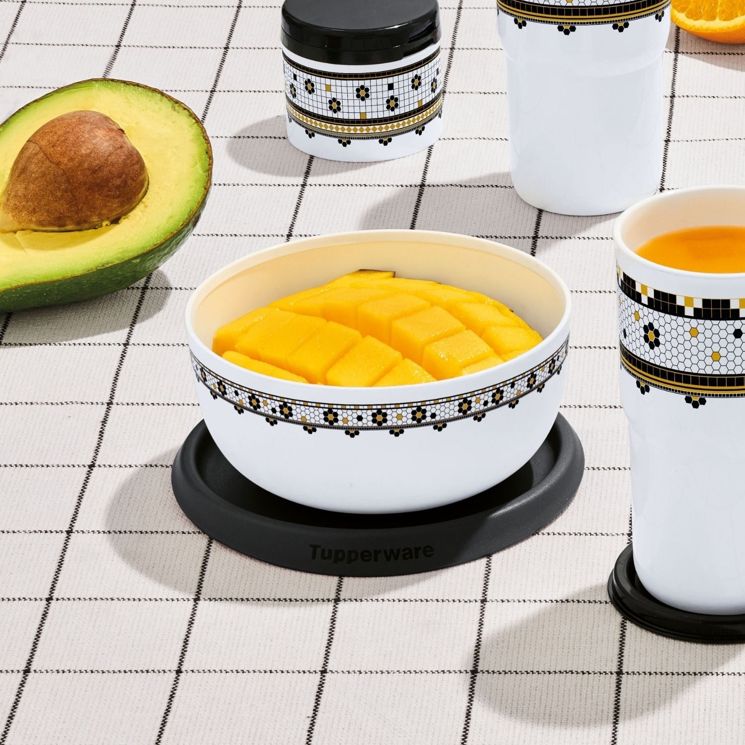 Tigela Toque Mágico Tupperware Ladrilhos 550ml Branco