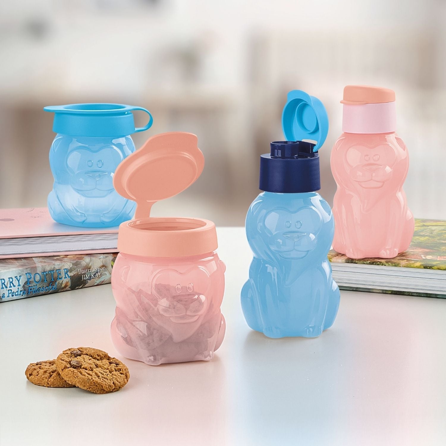 Garrafa de Água Infantil Eco Kids Tupperware Leão 350ml Algodão Doce