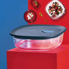 Travessa de Vidro com Tampa Tupperware Vitrea Quadrada 1,6L