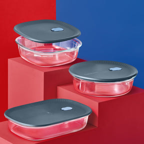 Travessa de Vidro com Tampa Tupperware Vitrea Quadrada 1,6L