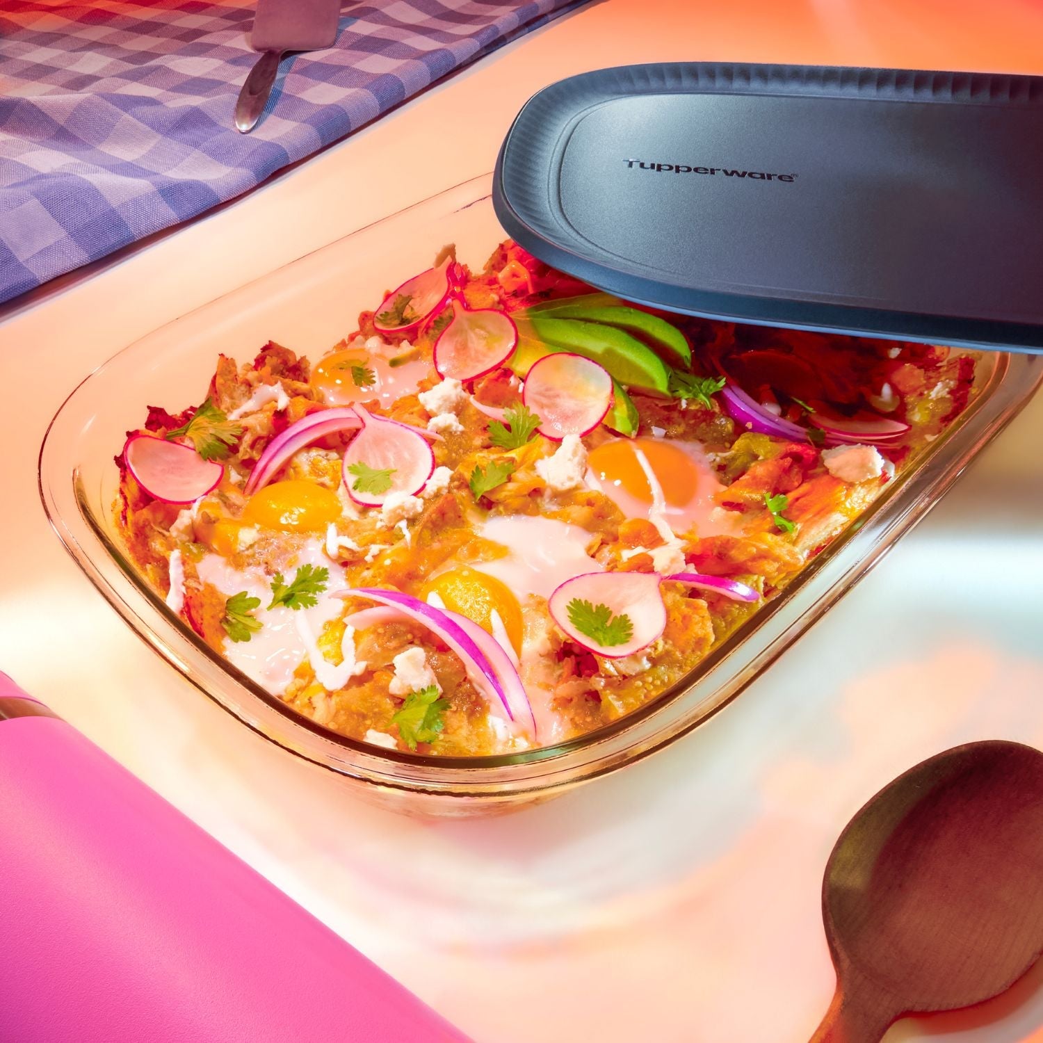 Travessa de Vidro com TampaTupperware Vitrea Retangular 3L